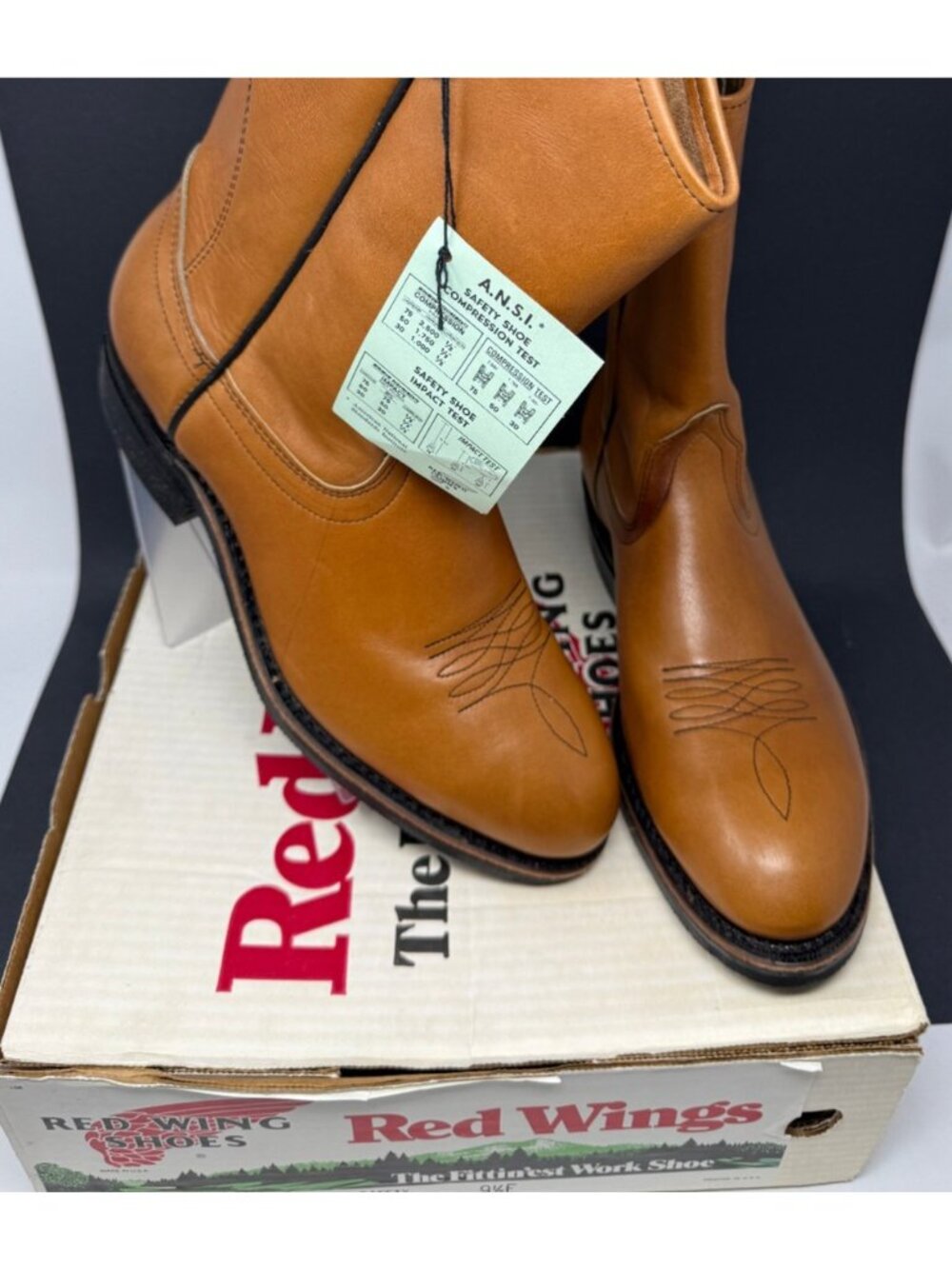 Vtg Red Wings SuperSole Safety Toe Leather Work Boots US 9.5 E Brown USA 2239-3